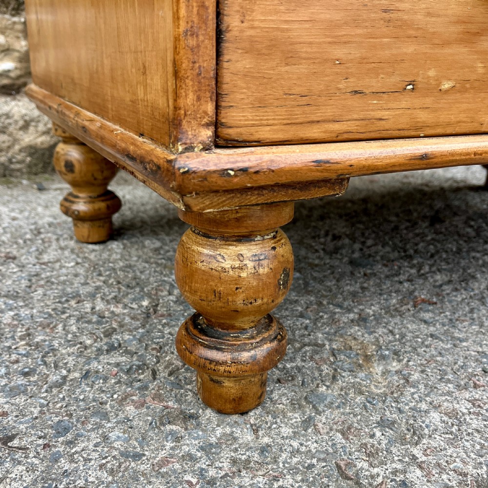 Small Antique Stripped Pine Chest of Drawers View X