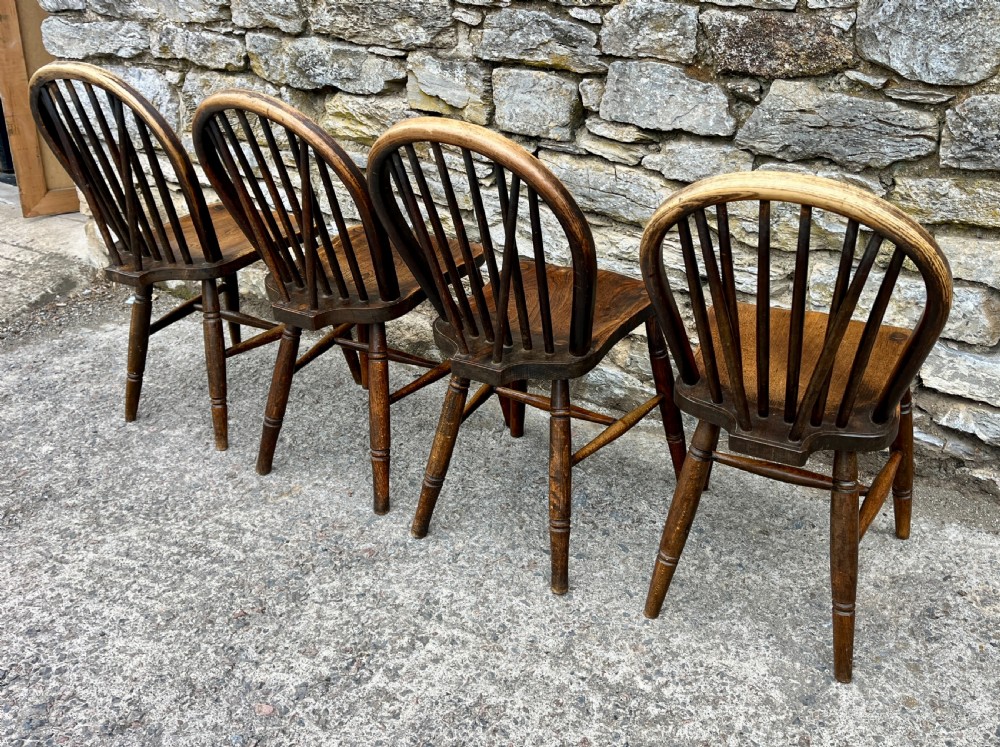 Set of 4 Antique Elm Kitchen Chairs View VI
