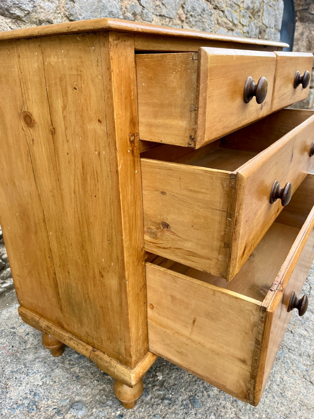 Small Antique Pine Chest of Drawers View X