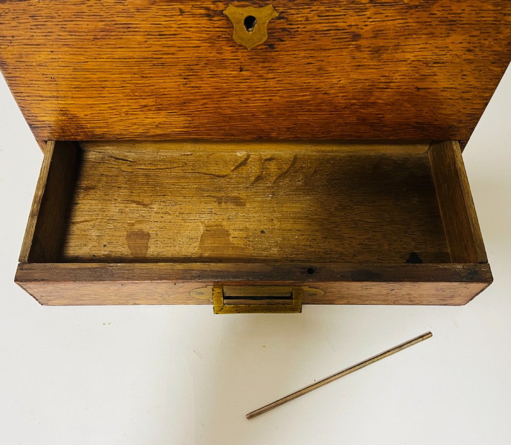 Antique Oak Stationery Box View V