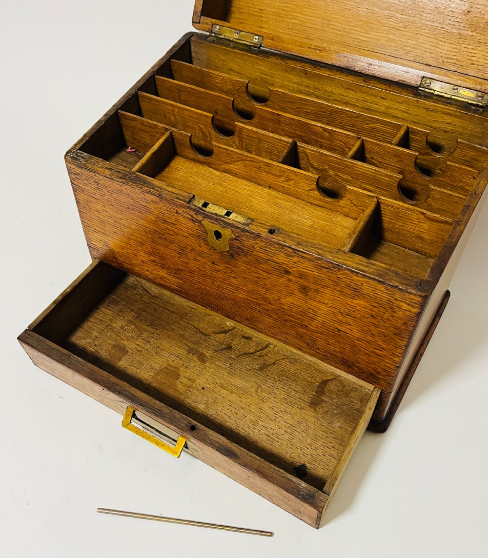 Antique Oak Stationery Box View XIII