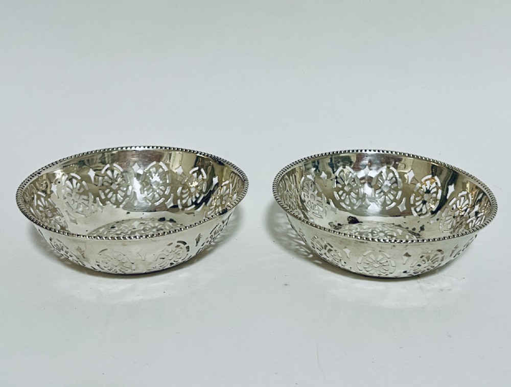 Pair of Antique Silver Pin Dishes