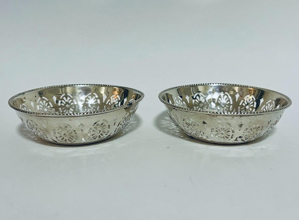 Pair of Antique Silver Pin Dishes View II
