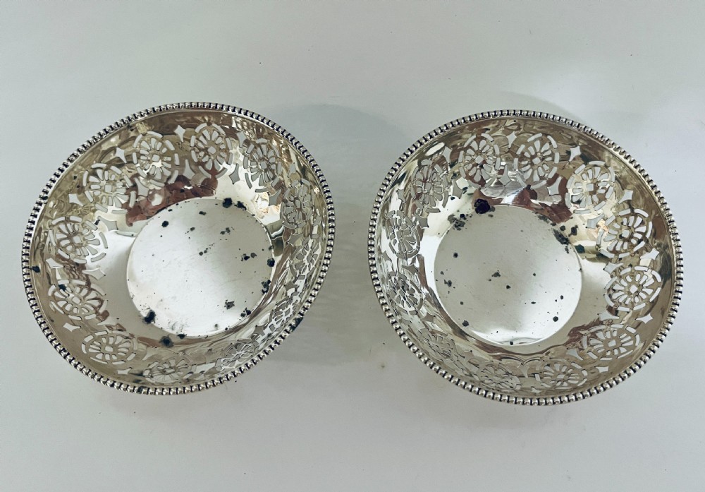 Pair of Antique Silver Pin Dishes View III