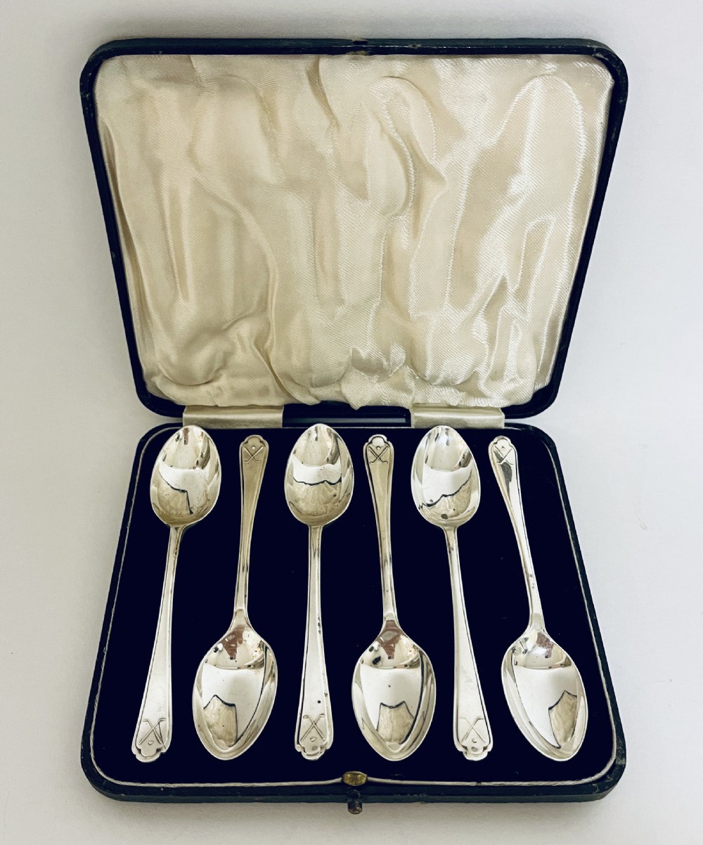 Set of 6 Antique Silver Golf Spoons