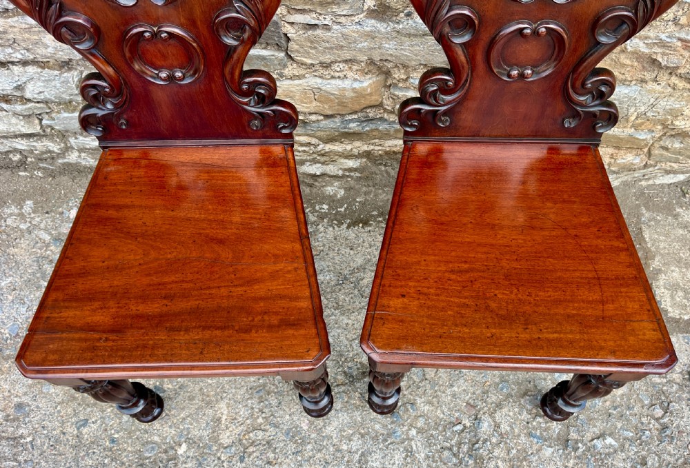 Pair of Victorian Mahogany Hall Chairs View III