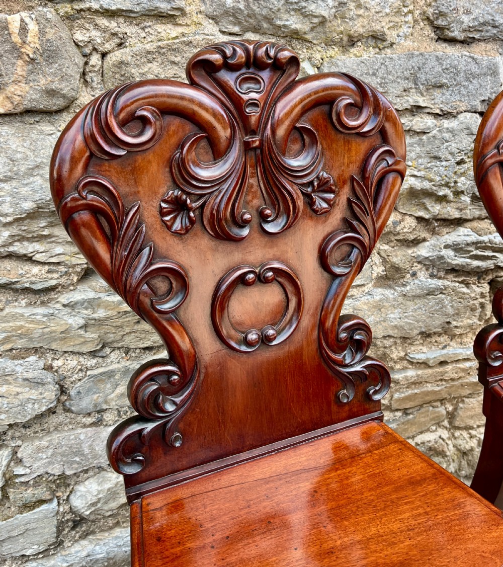 Pair of Victorian Mahogany Hall Chairs View IV