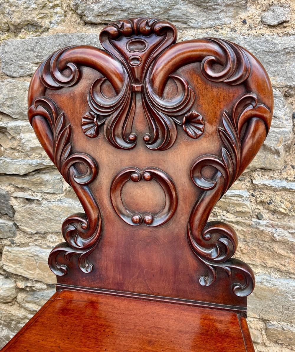 Pair of Victorian Mahogany Hall Chairs View VI