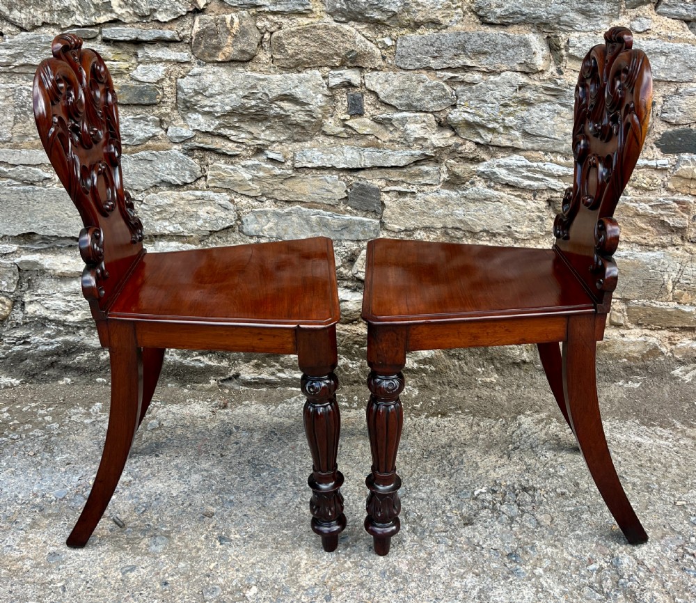 Pair of Victorian Mahogany Hall Chairs View VII