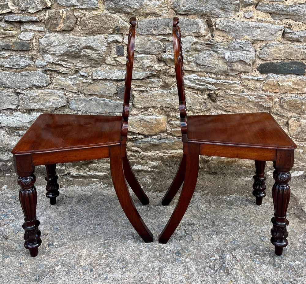 Pair of Victorian Mahogany Hall Chairs View VIII