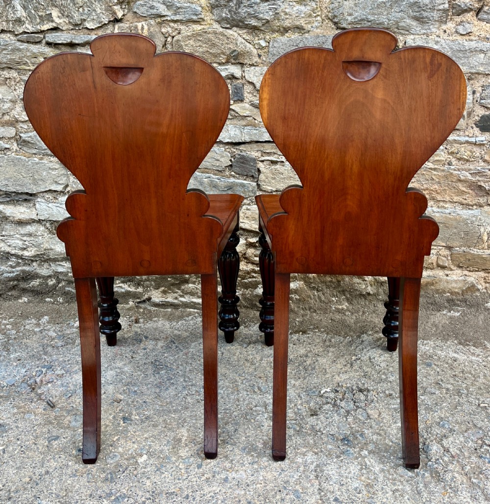 Pair of Victorian Mahogany Hall Chairs View IX