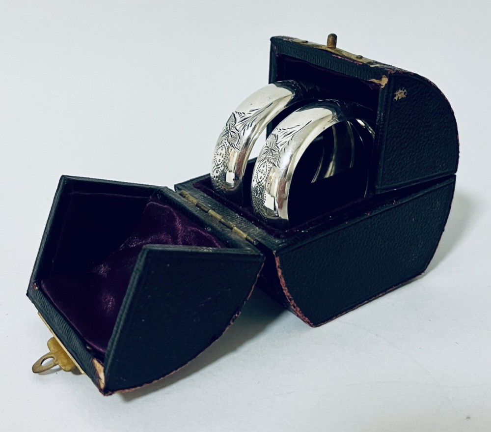 Pair of Victorian Silver Napkin Rings in Box