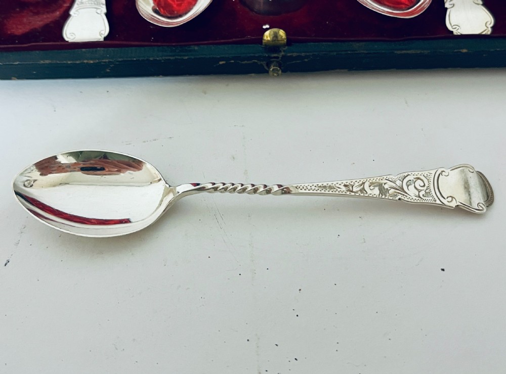 Set of 6 Antique Silver Teaspoons & Sugar Tongs View III