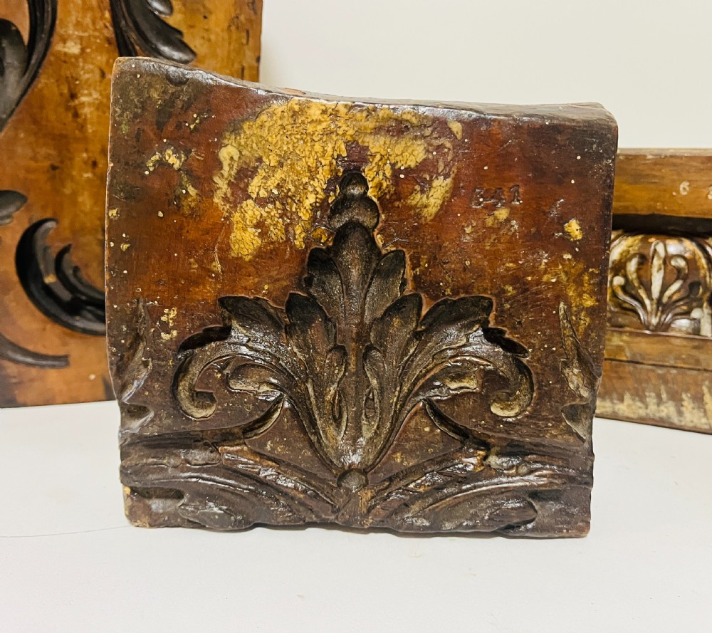 Set of 3 Antique Wooden Plaster Moulds View II