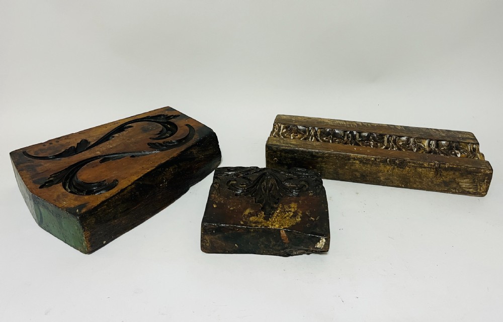 Set of 3 Antique Wooden Plaster Moulds View VII