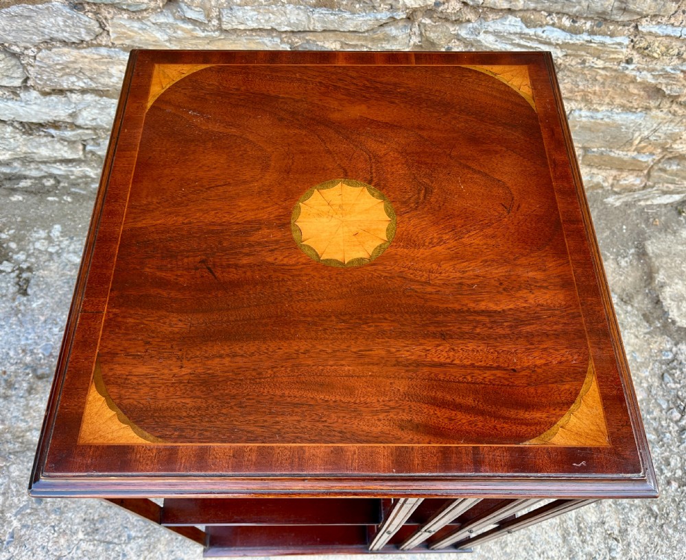 Edwardian Mahogany Inlaid Revolving Bookcase View III