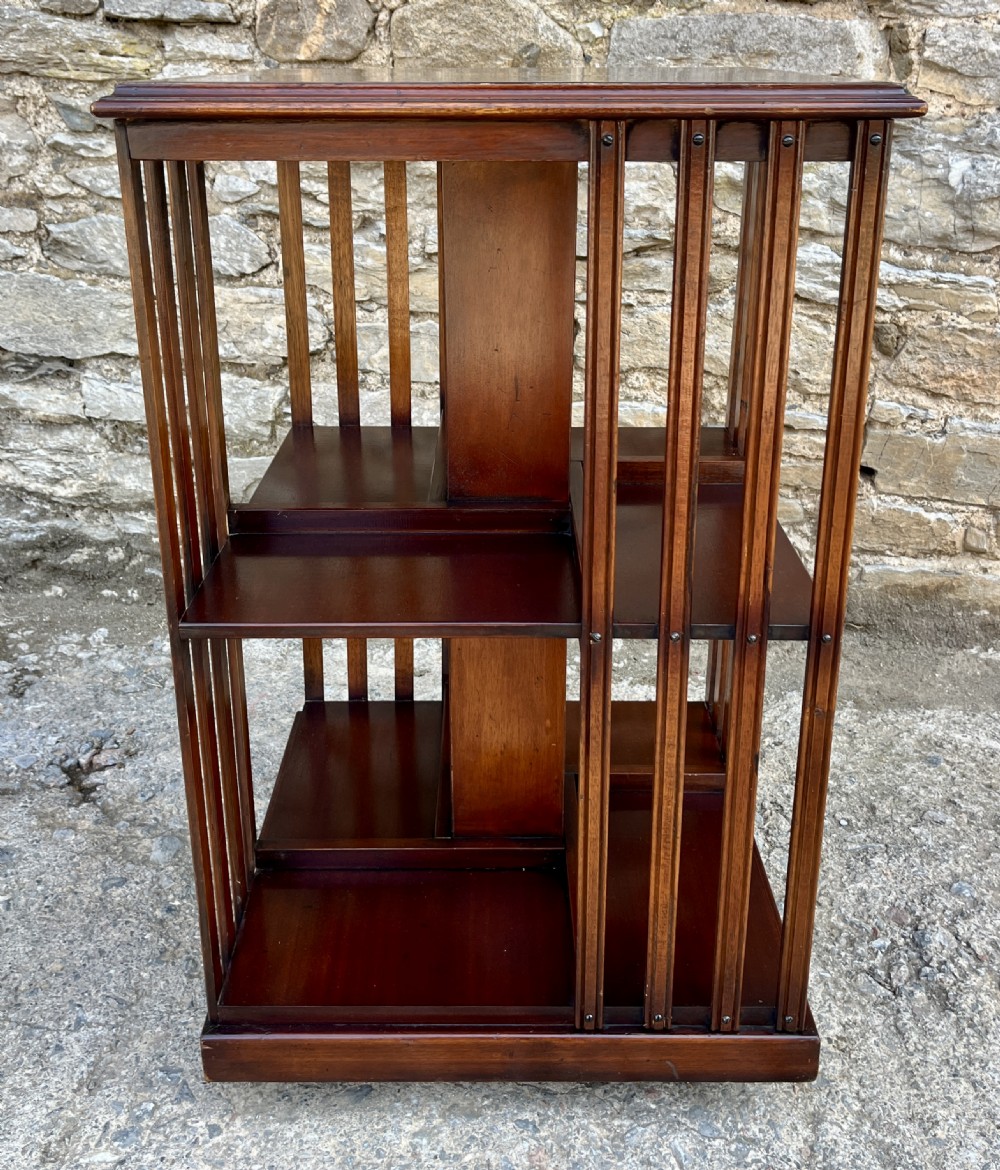 Edwardian Mahogany Inlaid Revolving Bookcase View V