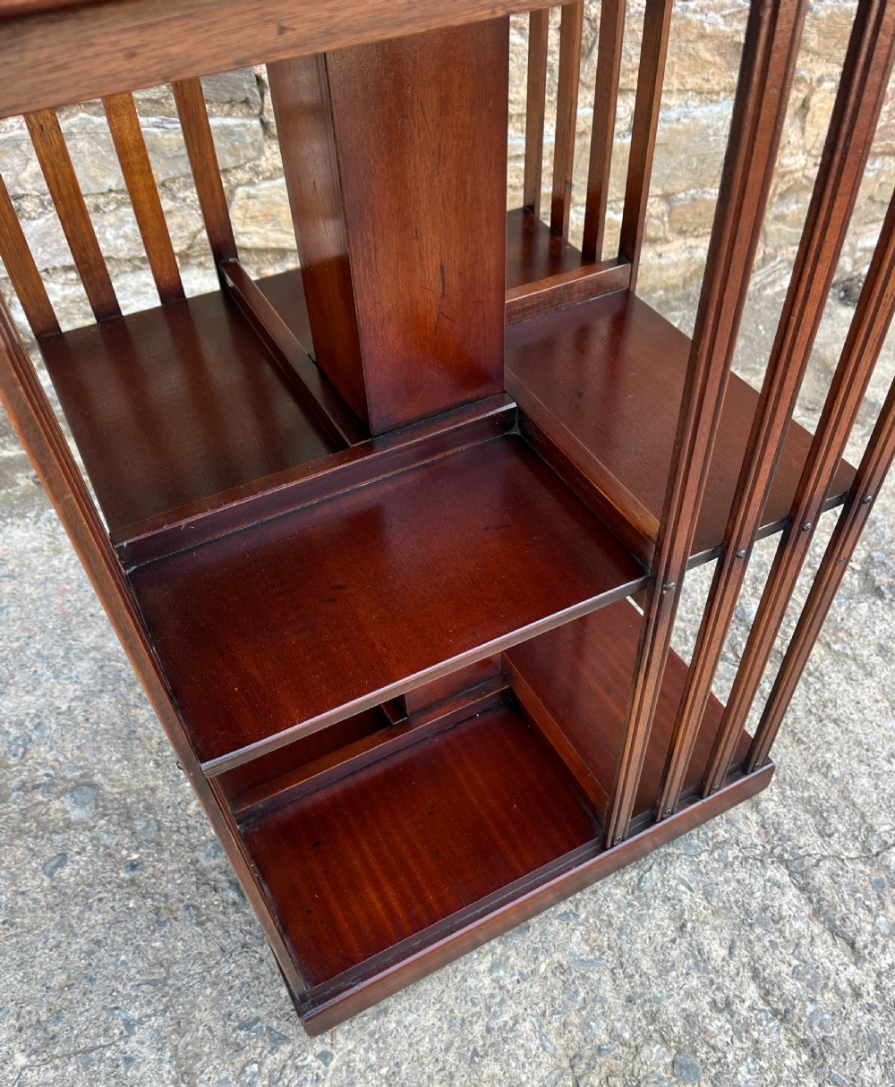 Edwardian Mahogany Inlaid Revolving Bookcase View VI
