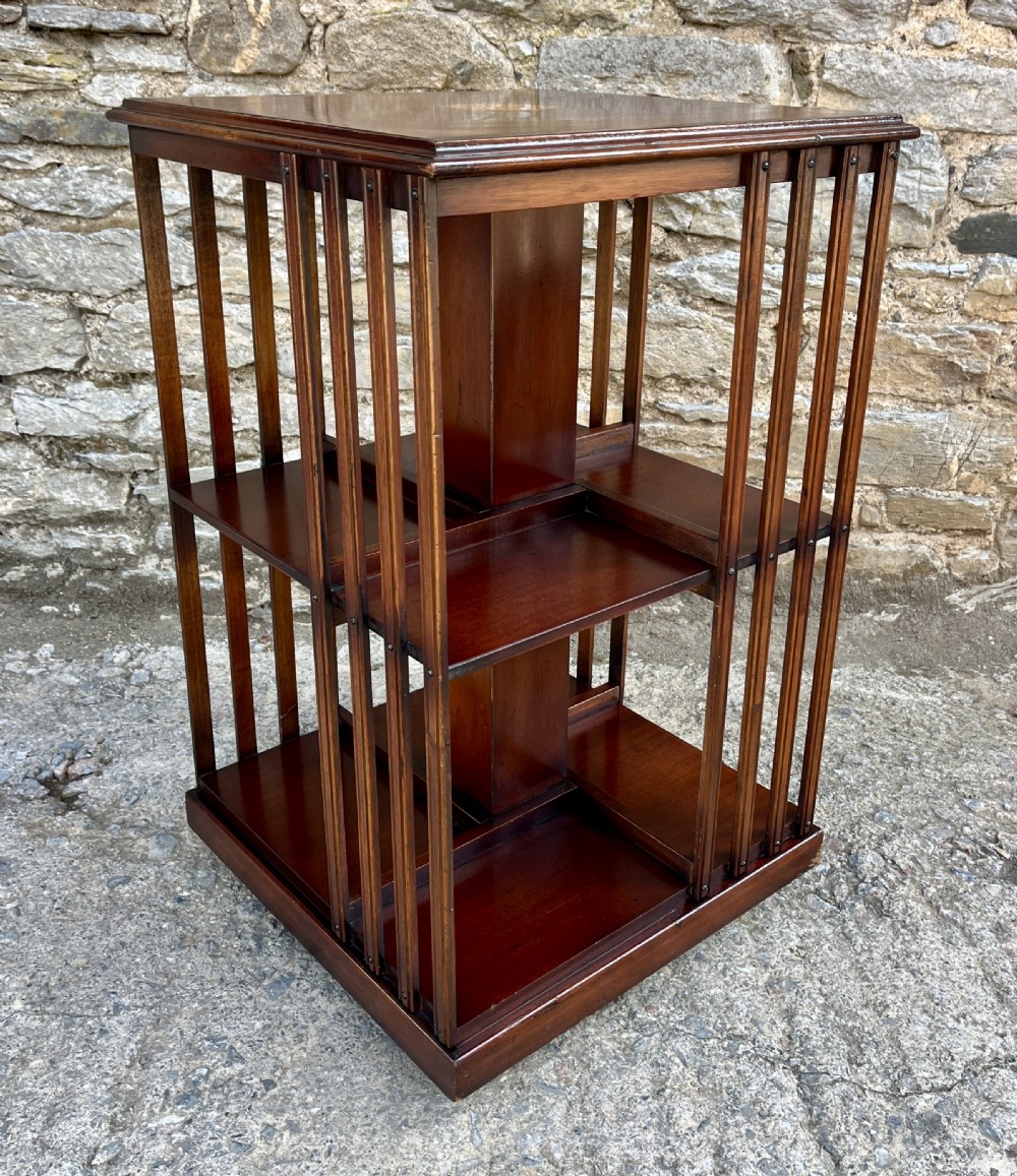 Edwardian Mahogany Inlaid Revolving Bookcase View VII