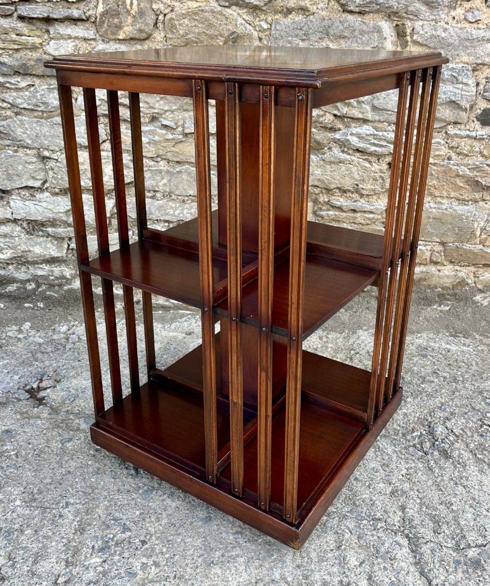 Edwardian Mahogany Inlaid Revolving Bookcase View VIII