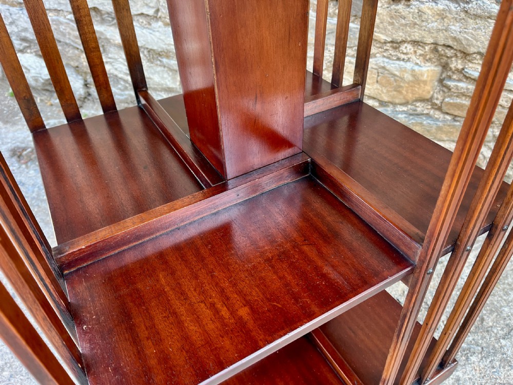 Edwardian Mahogany Inlaid Revolving Bookcase View X