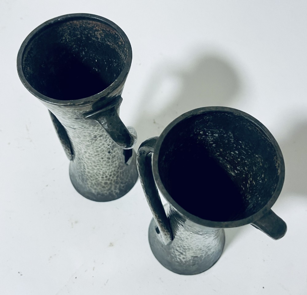 Pair of Liberty & Co Arts and Crafts Pewter Vases View VI