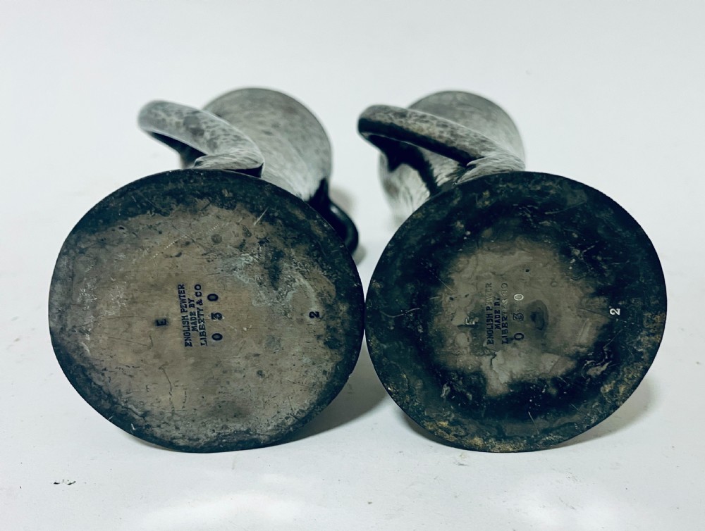 Pair of Liberty & Co Arts and Crafts Pewter Vases View VIII