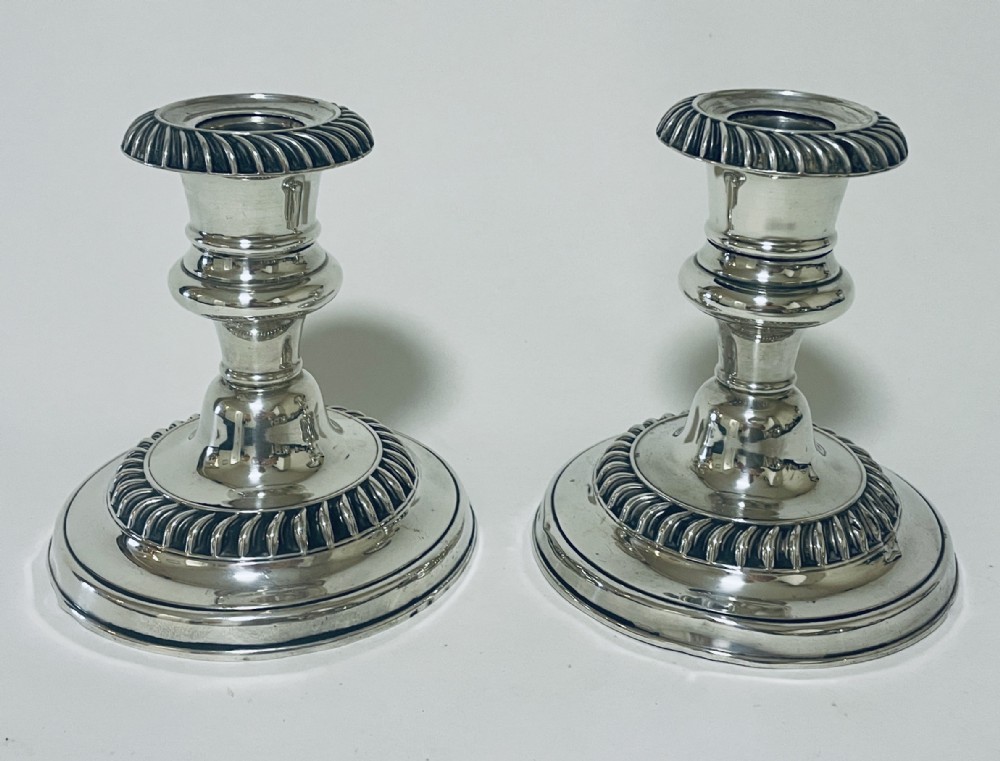 Pair of Antique Silver Desk Candlesticks