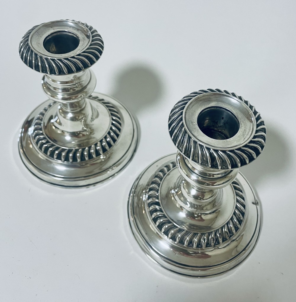 Pair of Antique Silver Desk Candlesticks View II