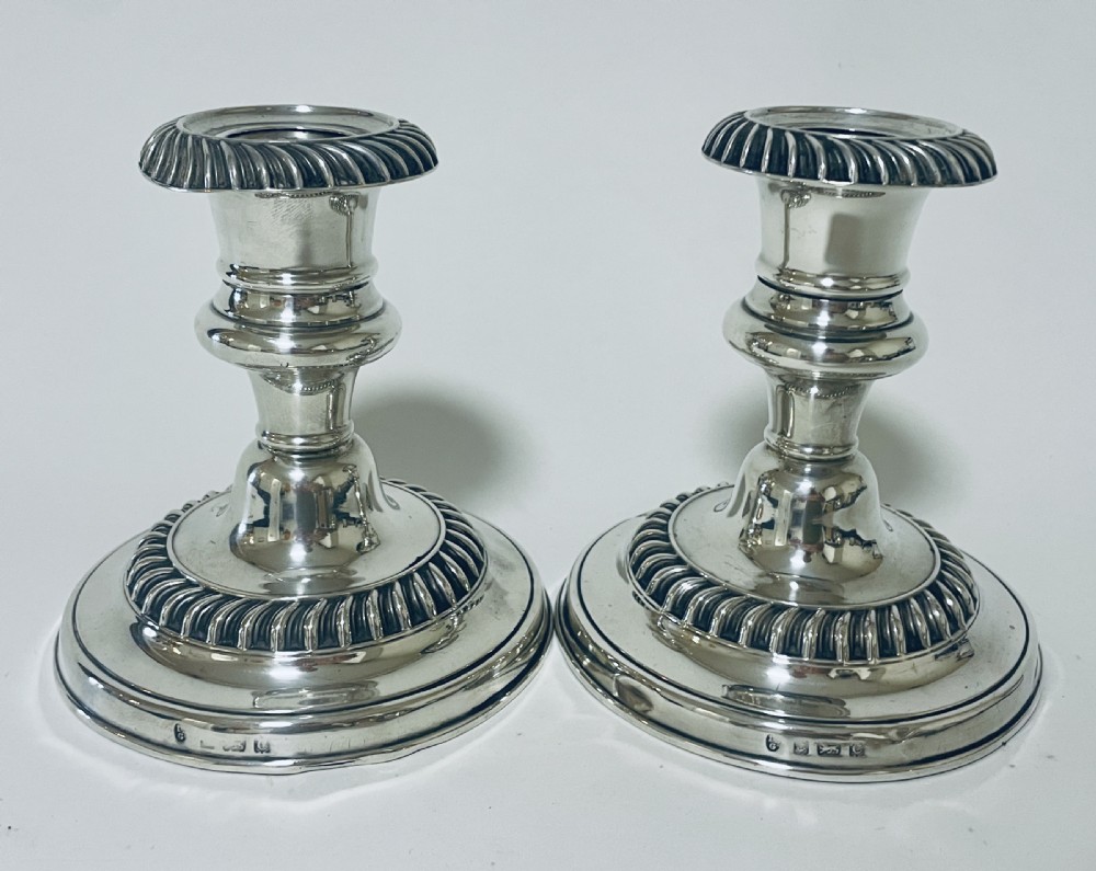 Pair of Antique Silver Desk Candlesticks View IV