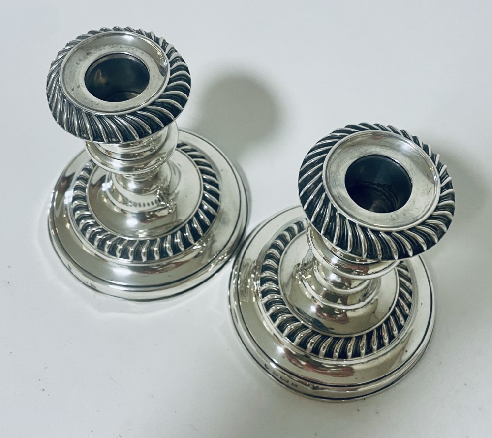 Pair of Antique Silver Desk Candlesticks View VII