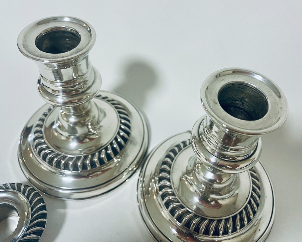 Pair of Antique Silver Desk Candlesticks View IX