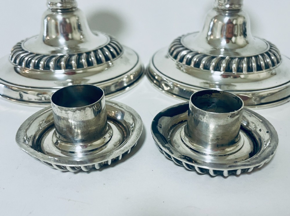 Pair of Antique Silver Desk Candlesticks View XIV