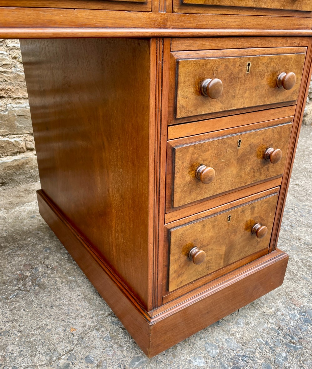 Antique Burr Walnut Pedestal Desk View IX