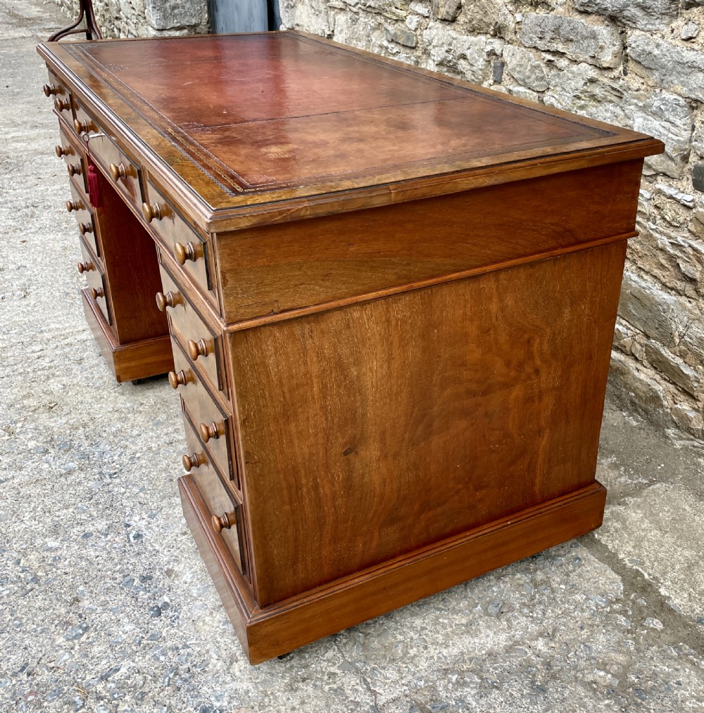 Antique Burr Walnut Pedestal Desk View XI