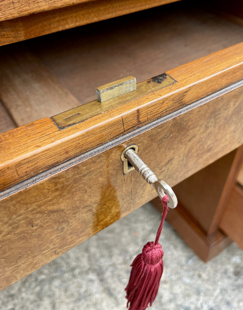 Antique Burr Walnut Pedestal Desk View XII