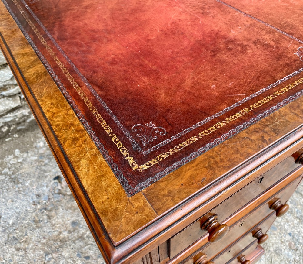 Antique Burr Walnut Pedestal Desk View XVII