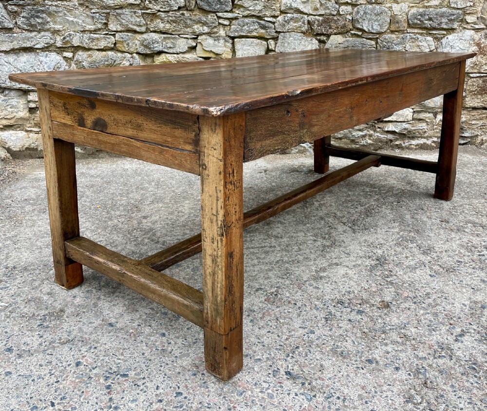 Large Antique French Cherrywood Farmhouse Table View V