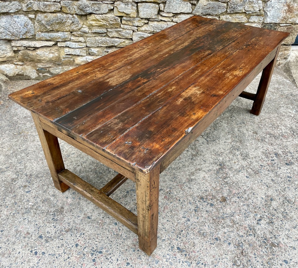 Large Antique French Cherrywood Farmhouse Table View VI