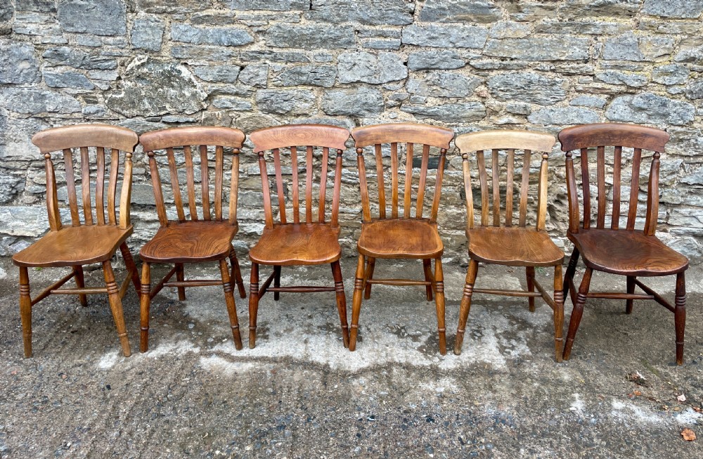 Set of 6 Victorian Lathe Back Country Chairs View II