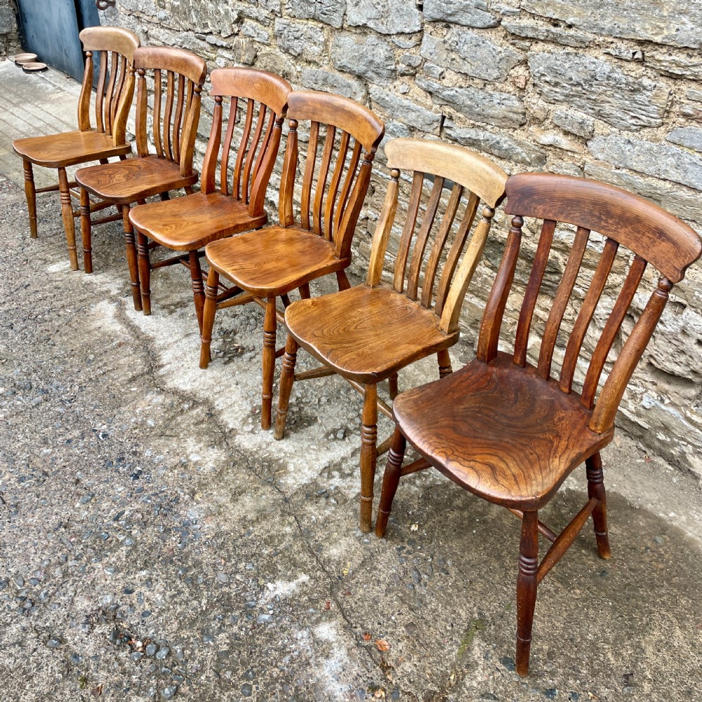 Set of 6 Victorian Lathe Back Country Chairs View VI