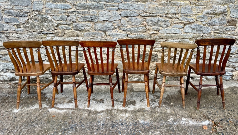 Set of 6 Victorian Lathe Back Country Chairs View VIII