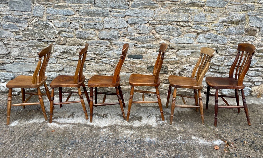 Set of 6 Victorian Lathe Back Country Chairs View IX