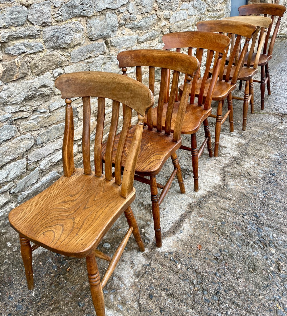 Set of 6 Victorian Lathe Back Country Chairs View X