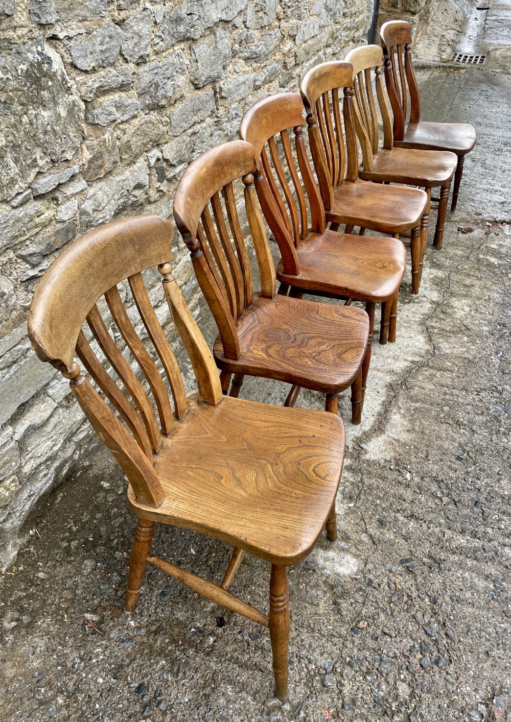 Set of 6 Victorian Lathe Back Country Chairs View XI