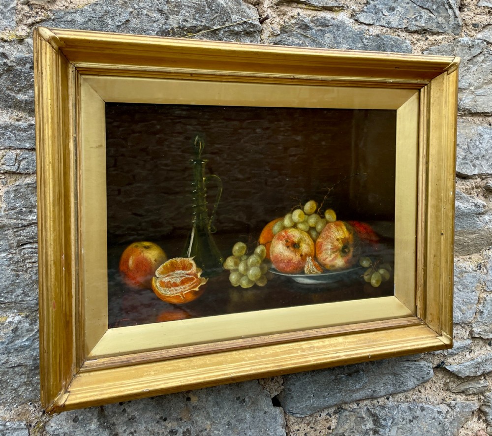 Victorian Oil on Canvas Still Life of Fruit