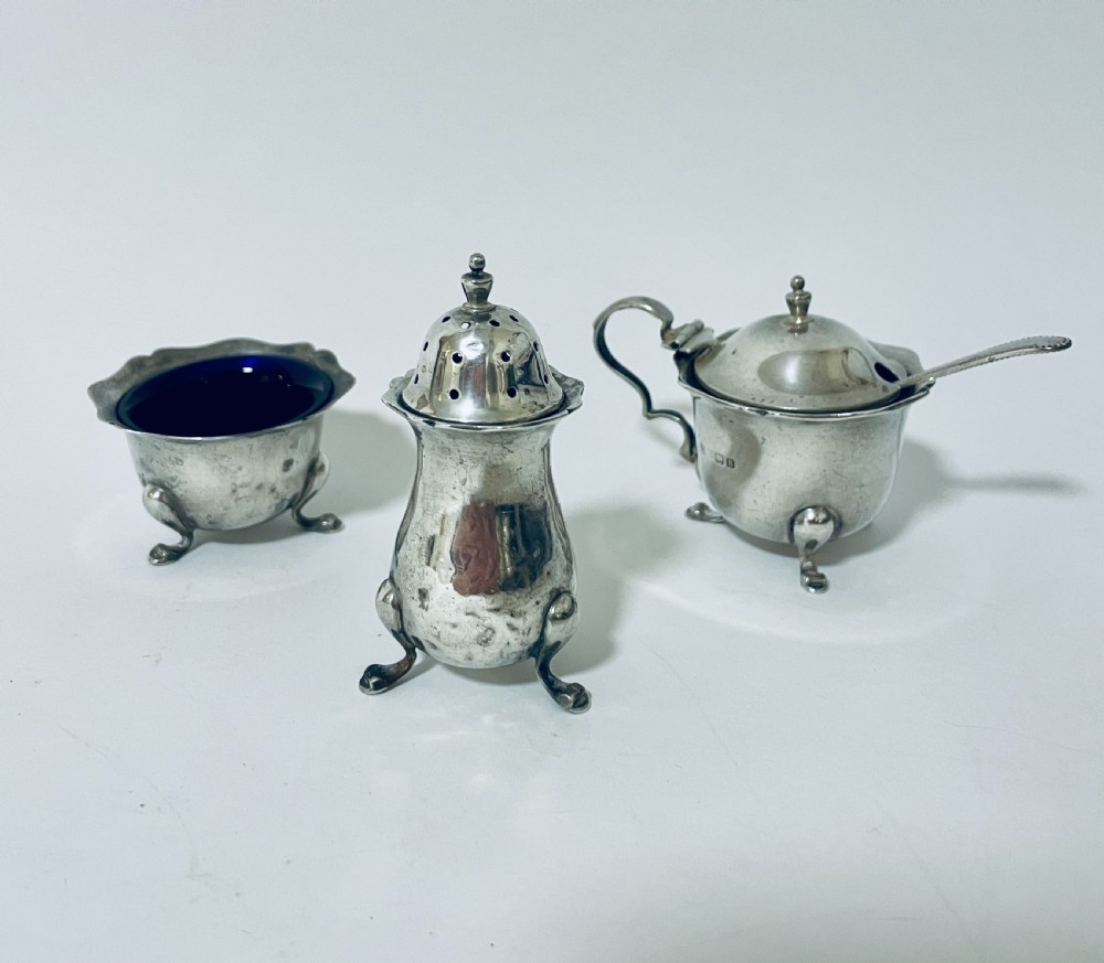 Antique 3-Piece Silver Cruet Set