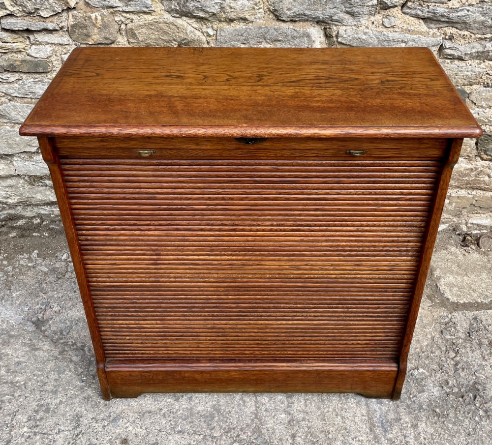 Antique Oak Tambour Filing Cabinet View II