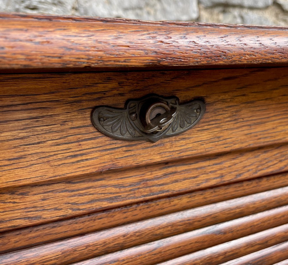 Antique Oak Tambour Filing Cabinet View IX