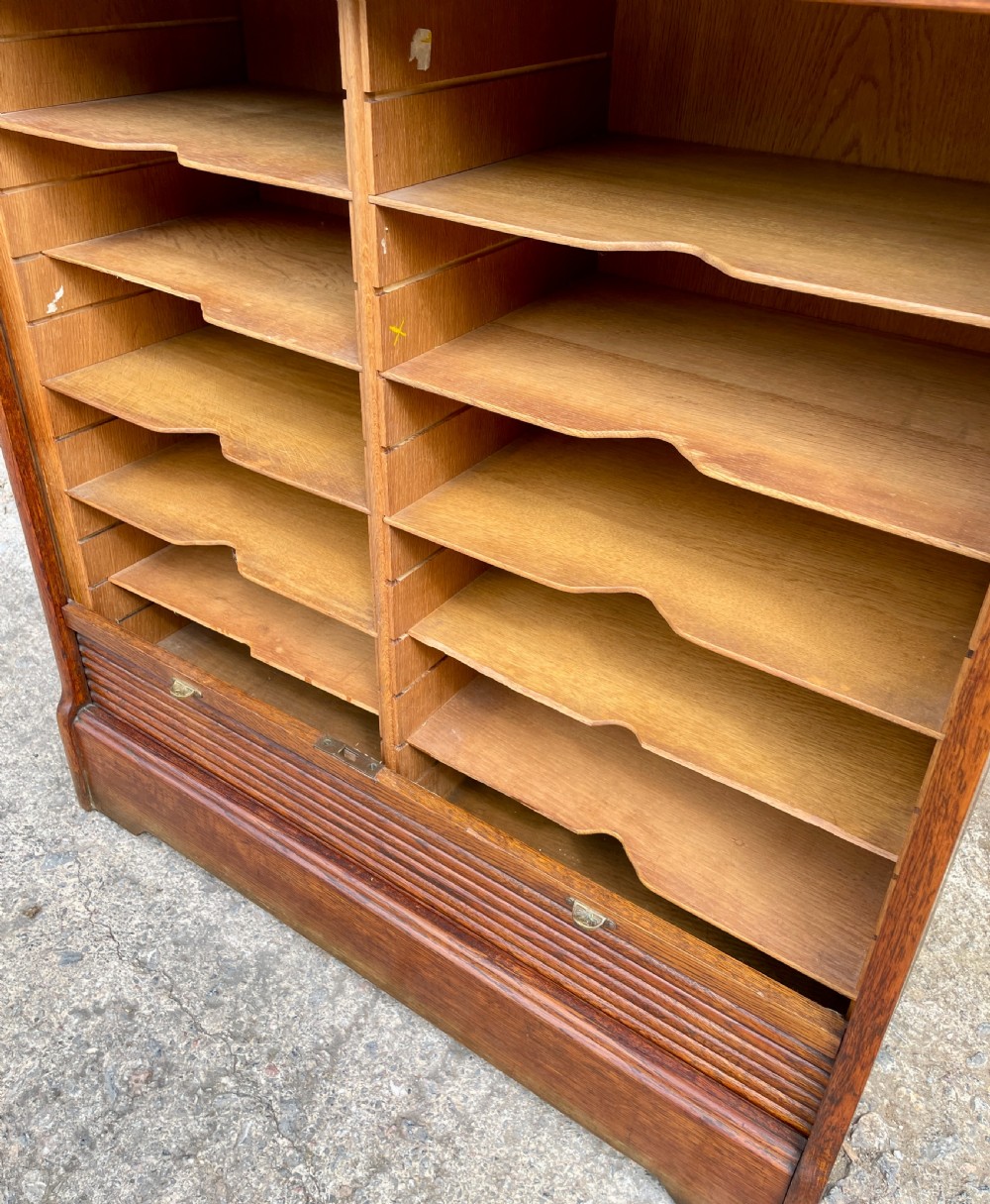 Antique Oak Tambour Filing Cabinet View XI
